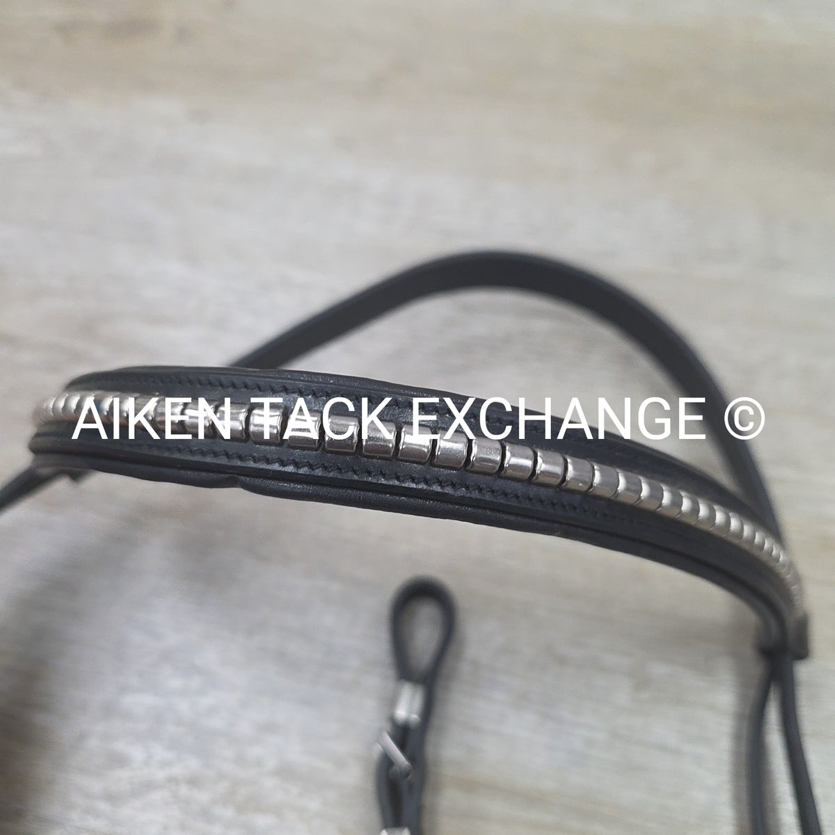 Leather Bridle, No Noseband, with Matching Cotton Web Reins, Black, Oversize