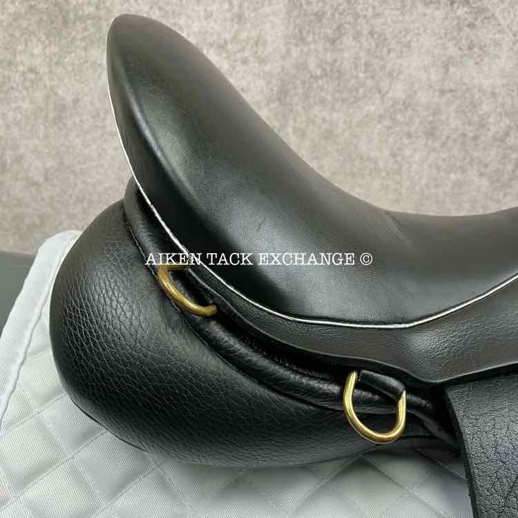 **SOLD** 2014 JRD Alvina Dressage Saddle, 18" Seat, Short Flap, Wide Tree, Wool Flocked Panels