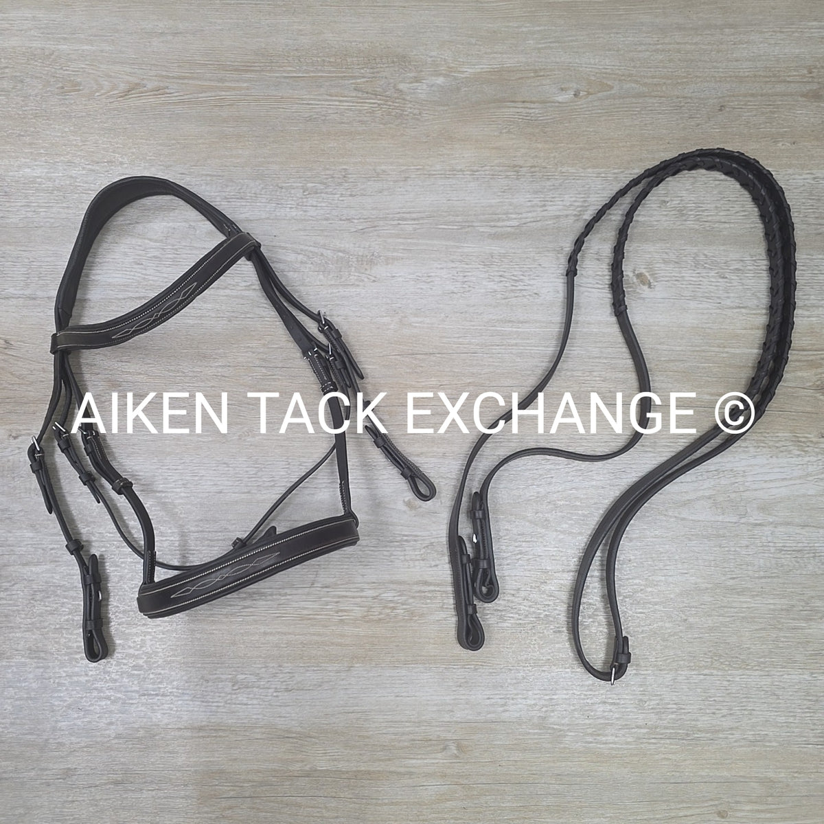 Monocrown Fancy Stitched Bridle with Laced Reins, Brown, Size Full