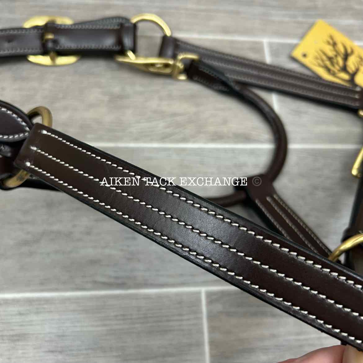 KL Select Black Oak Pine Leather Halter, Brown/Brass, Size Full