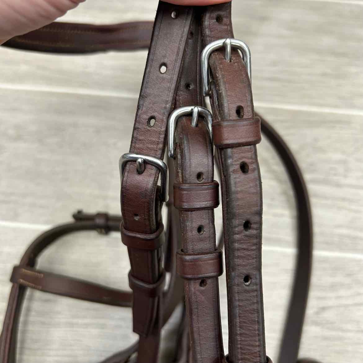 CWD Raised Fancy Stitched Noseband with Matching Laced Reins, Brown, Size Full (