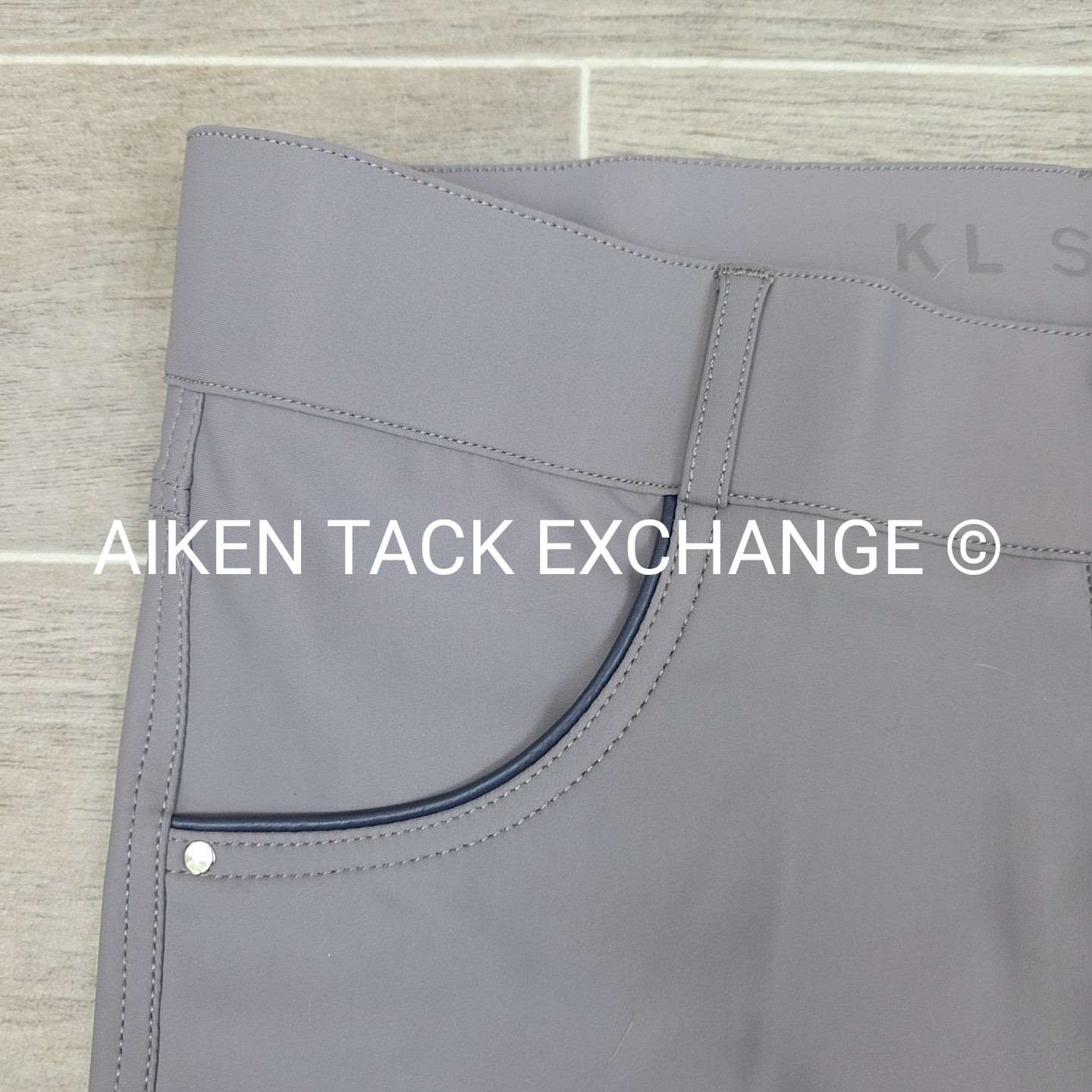 KL Select Gabrielle Full Seat Breeches, Grey/Navy, Women's Size 34R