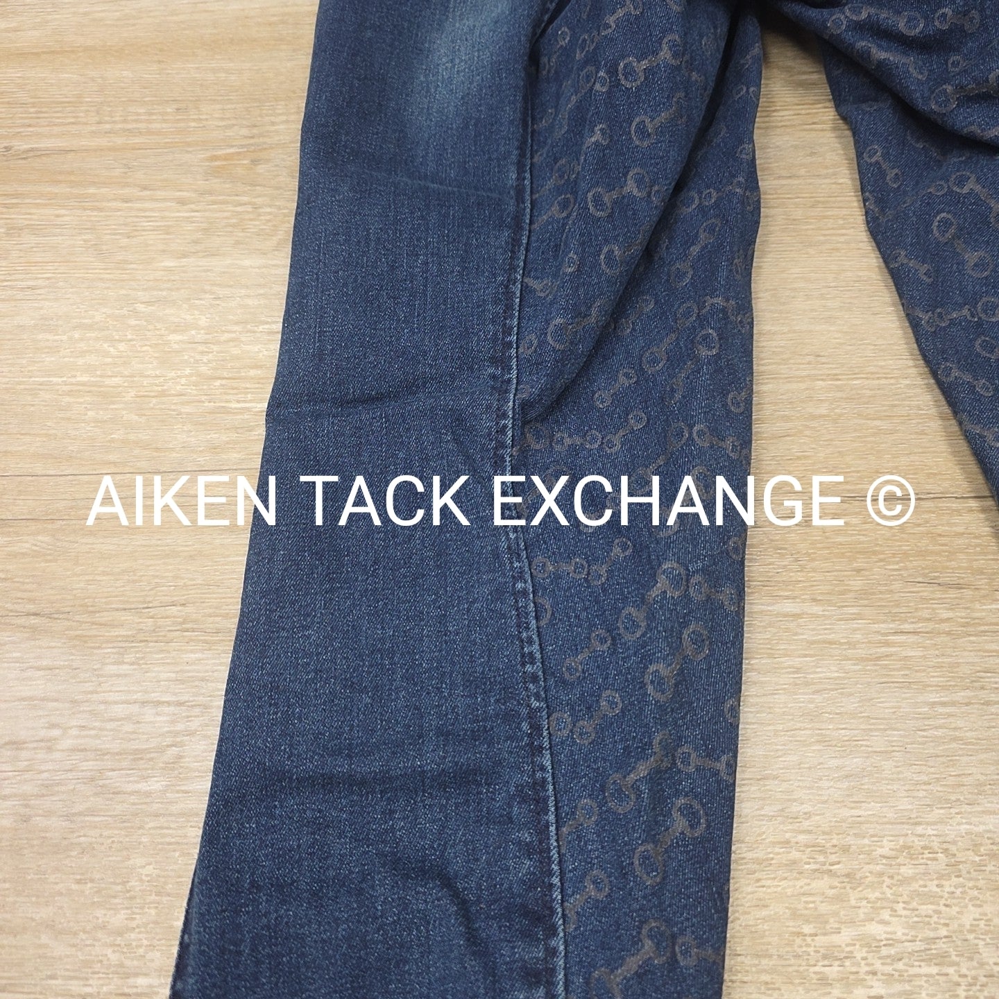 Horze Kaia Crystal Denim Silicone Grip Full Seat Breeches, Size 32