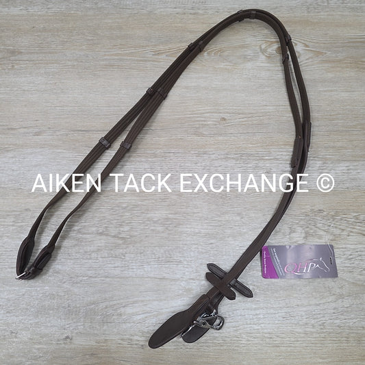 QHP Cotton Web Reins with Clip Ends, Brown, Size Full