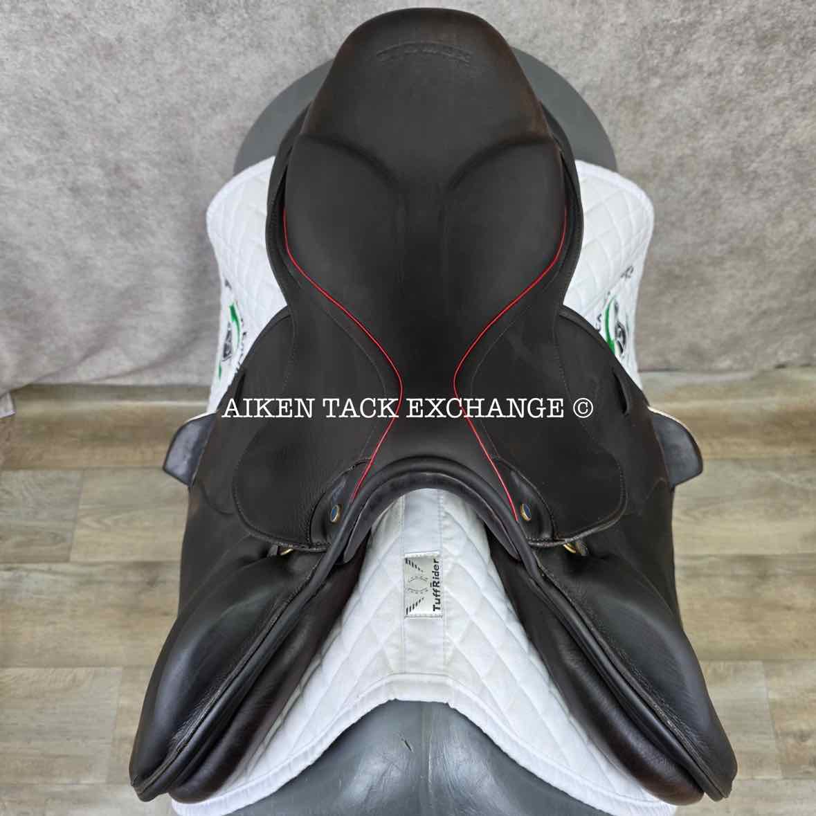 **SOLD** 2017 Stubben Zaria Optimum Deluxe Monoflap Jump Saddle, 17.5" Seat, 29cm - Medium, Wool Flocked Panels