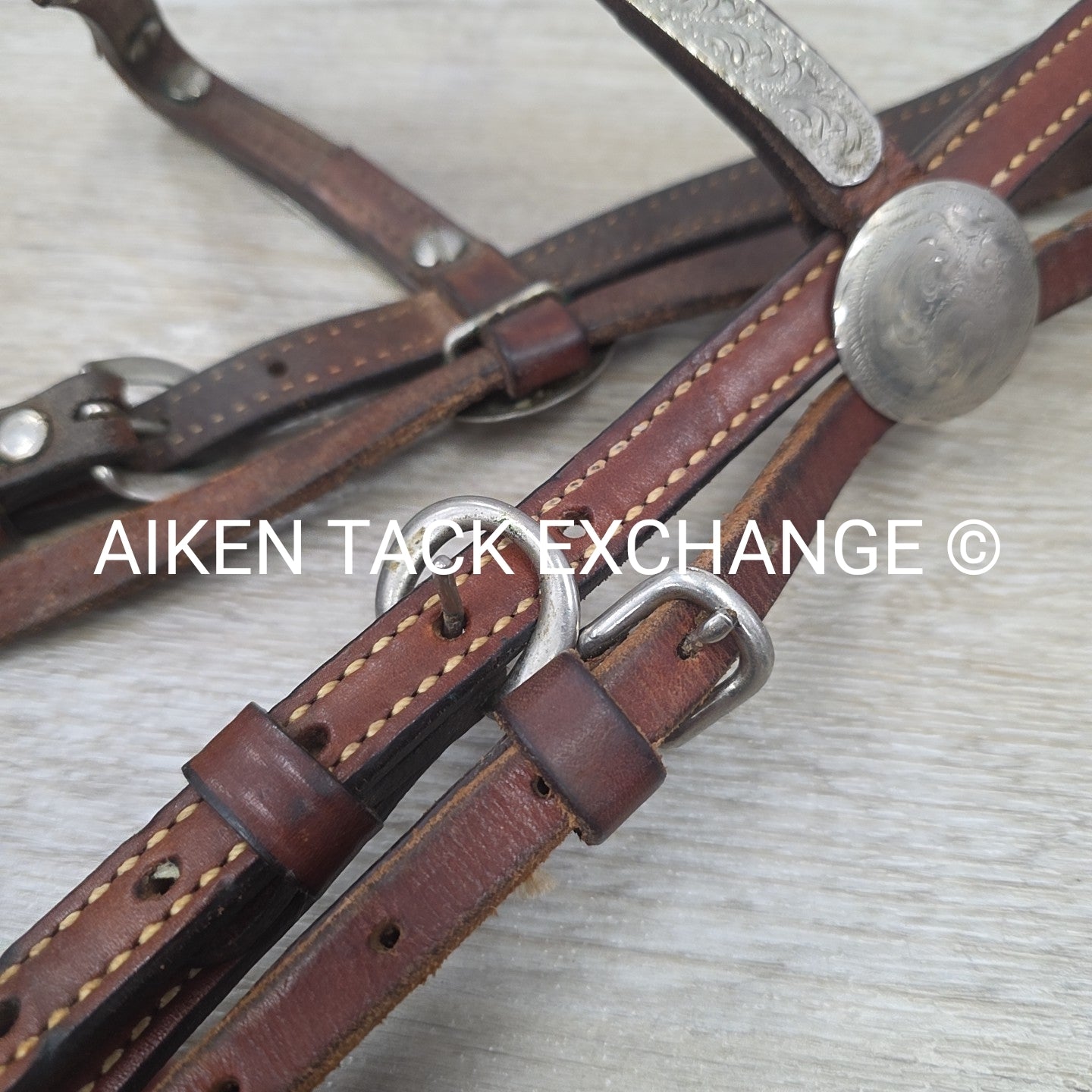 Tory Leather Silver V-Brow Western Headstall, No Reins