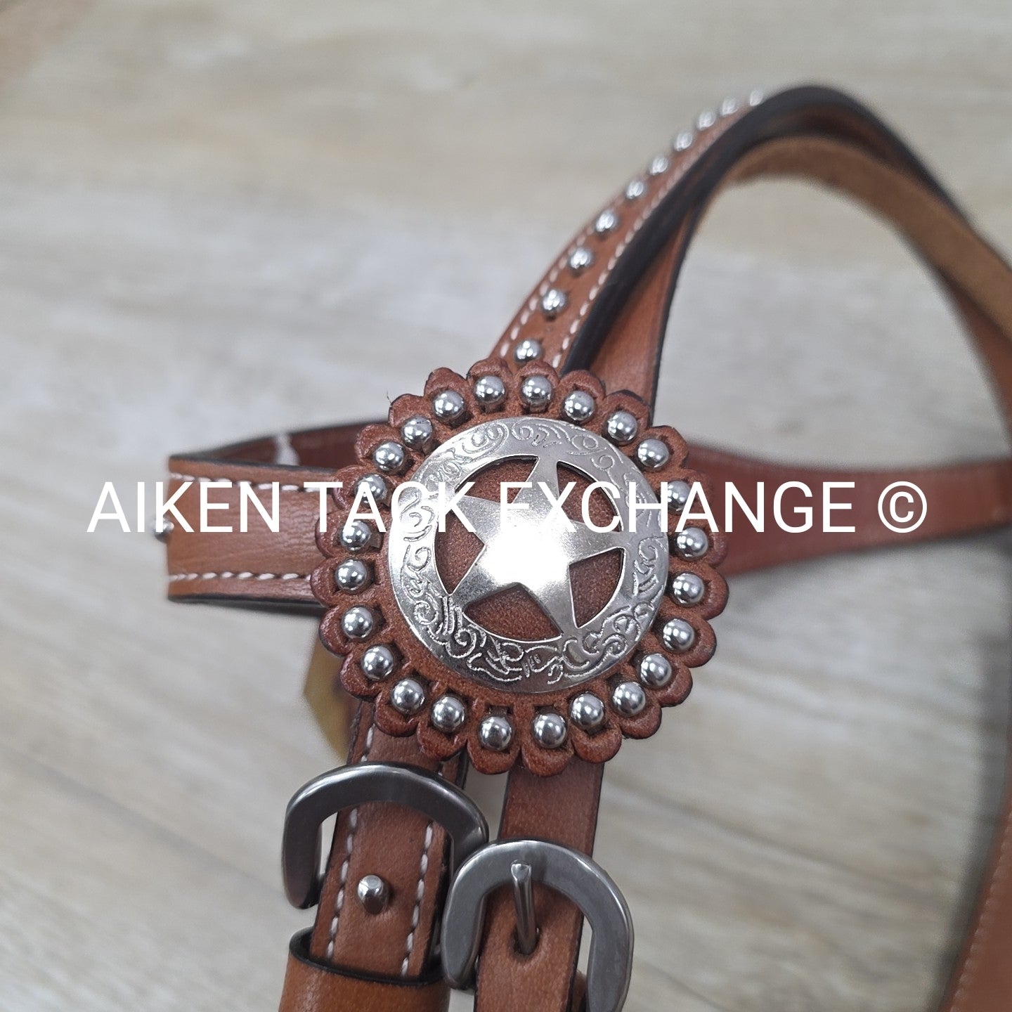 Royal King Browband Headstall with Hair Overlay, Brown, Size Full