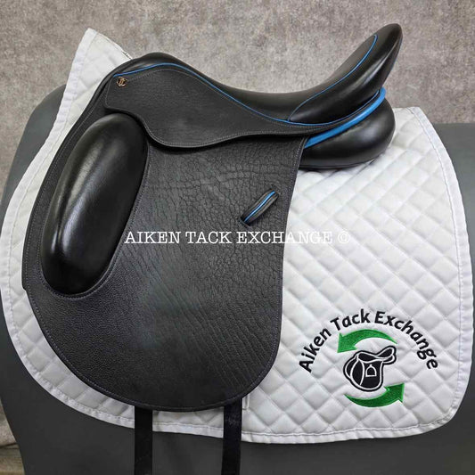 2022 Fluff's Saddlery Dressage Saddle, 17" Seat, Medium Wide Tree, Wool Flocked Panels with Shoulder Relief, Buffalo Leather