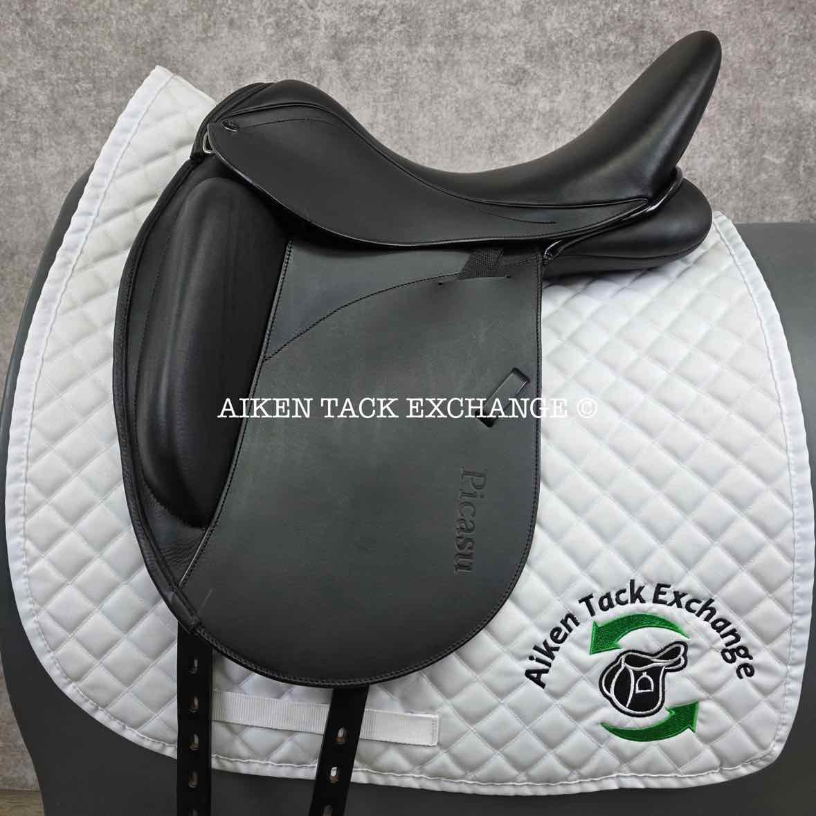 2022 MaxFlex Picasu Monoflap Dressage Saddle, 18" Seat, Flex Tree - Extra Wide (Adjustable), Wool Flocked Pony Panels
