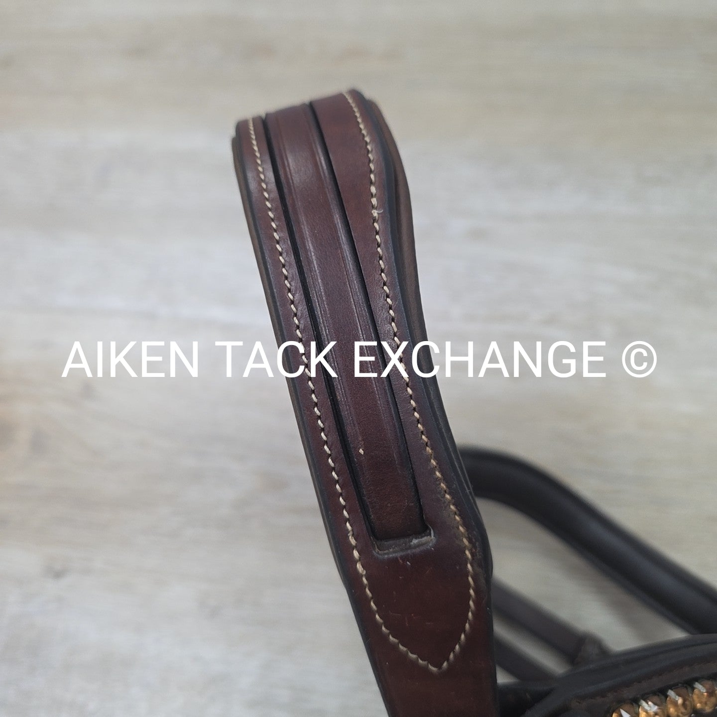 Nunn Finer Arianna Bridle with Halter Ego Bling Browband, No Reins, Brown, Full