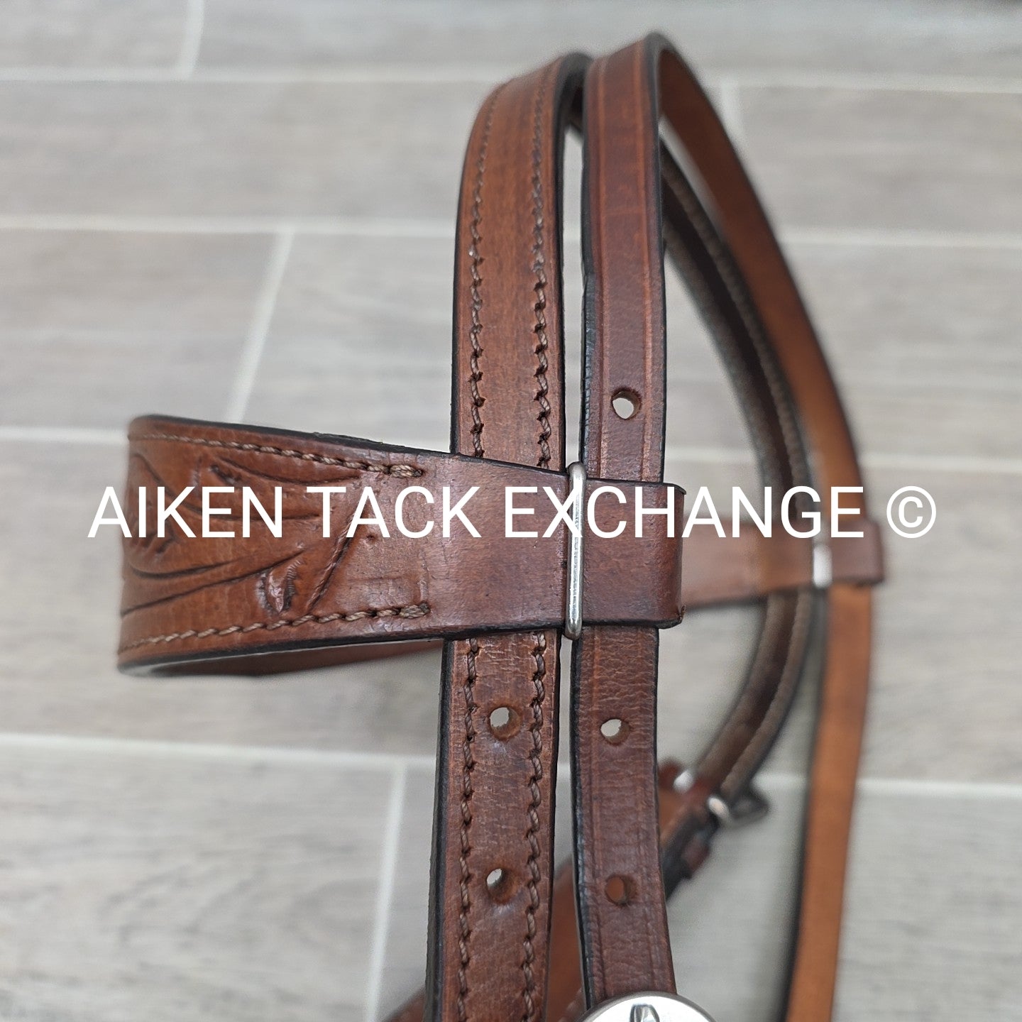 Tooled Leather Western Bridle, Size Draft