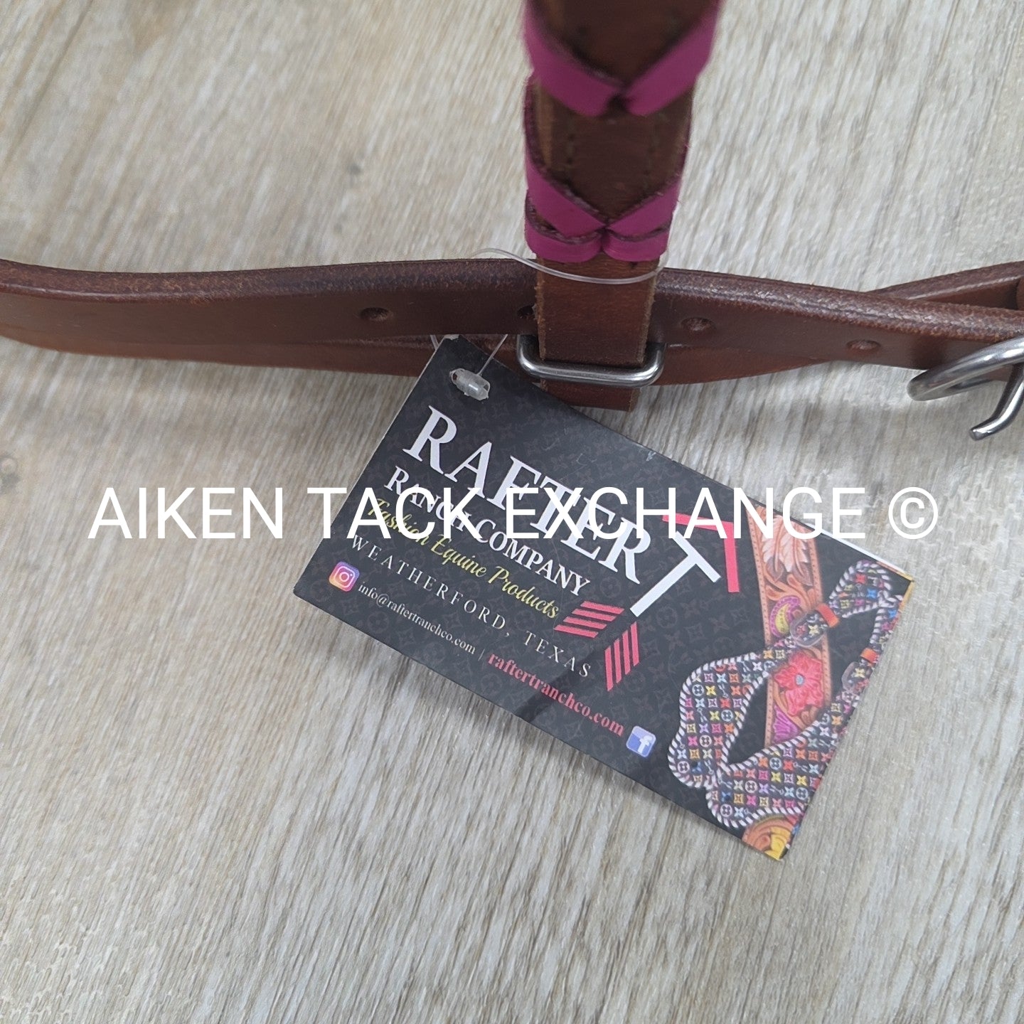 Rafter T Ranch Company Pink Plaited Browband Headstall with Matching Reins
