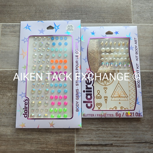Claire's Body Art Sets - 1 Gem & Glitter Set, 1 Large Gem Set