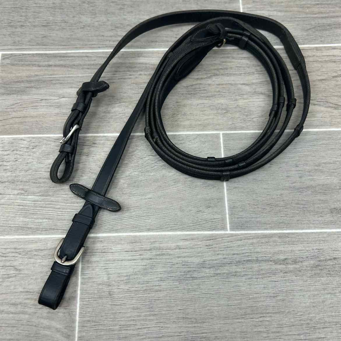 Vespucci Double Raised Dressage Bridle with Reins, Missing Flash, Black, Size Fu