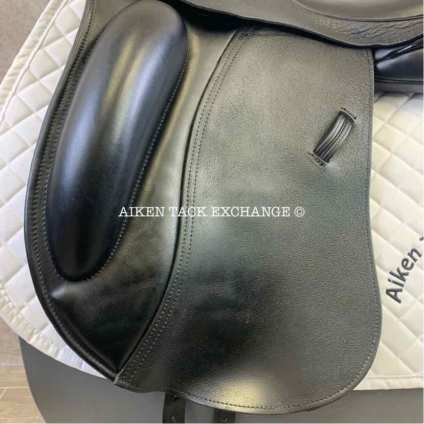 **SOLD** Laser Monoflap Dressage Saddle, 17.5" Seat, Medium Tree, Wool Flocked Panels