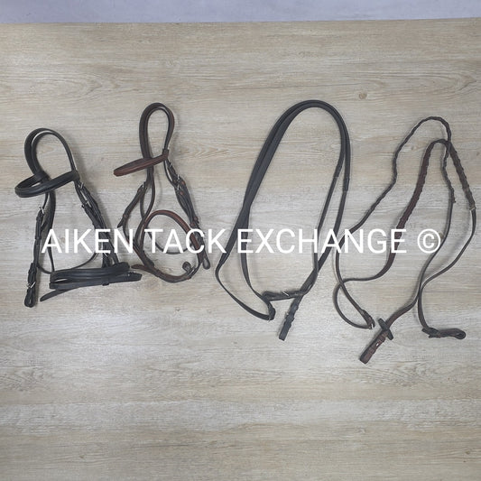 BARGAIN BUNDLE: Flash Bridle with Rubber Reins & Round Raised Bridle with Laced