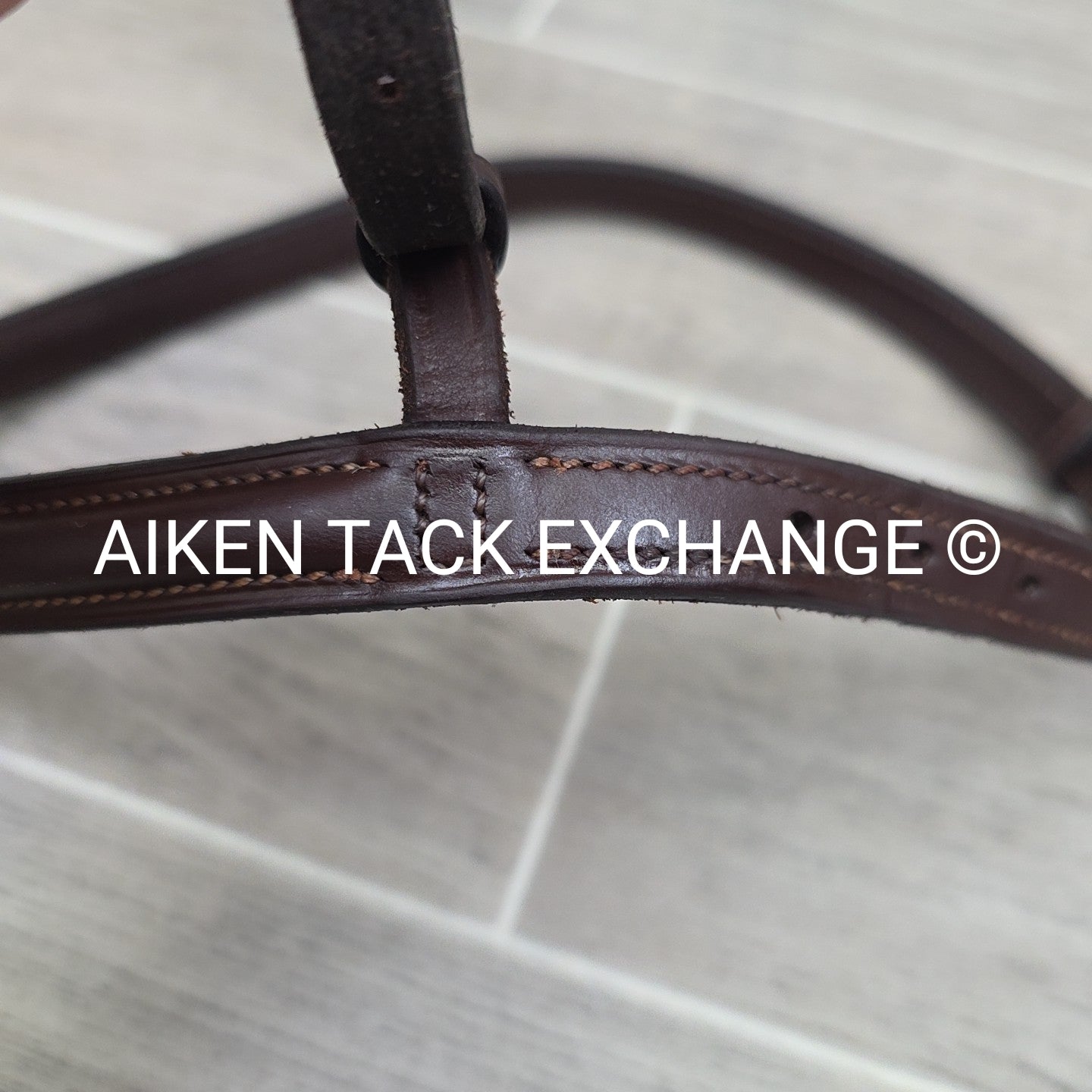 Fancy Stitched Noseband, Brown, Size Full