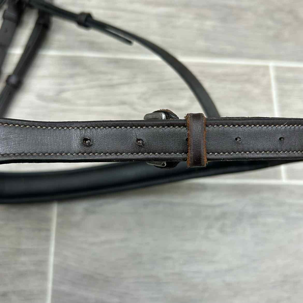 Padded Square Raised Fancy Stitch Monocrown Hunter Bridle, No Reins, Oversize