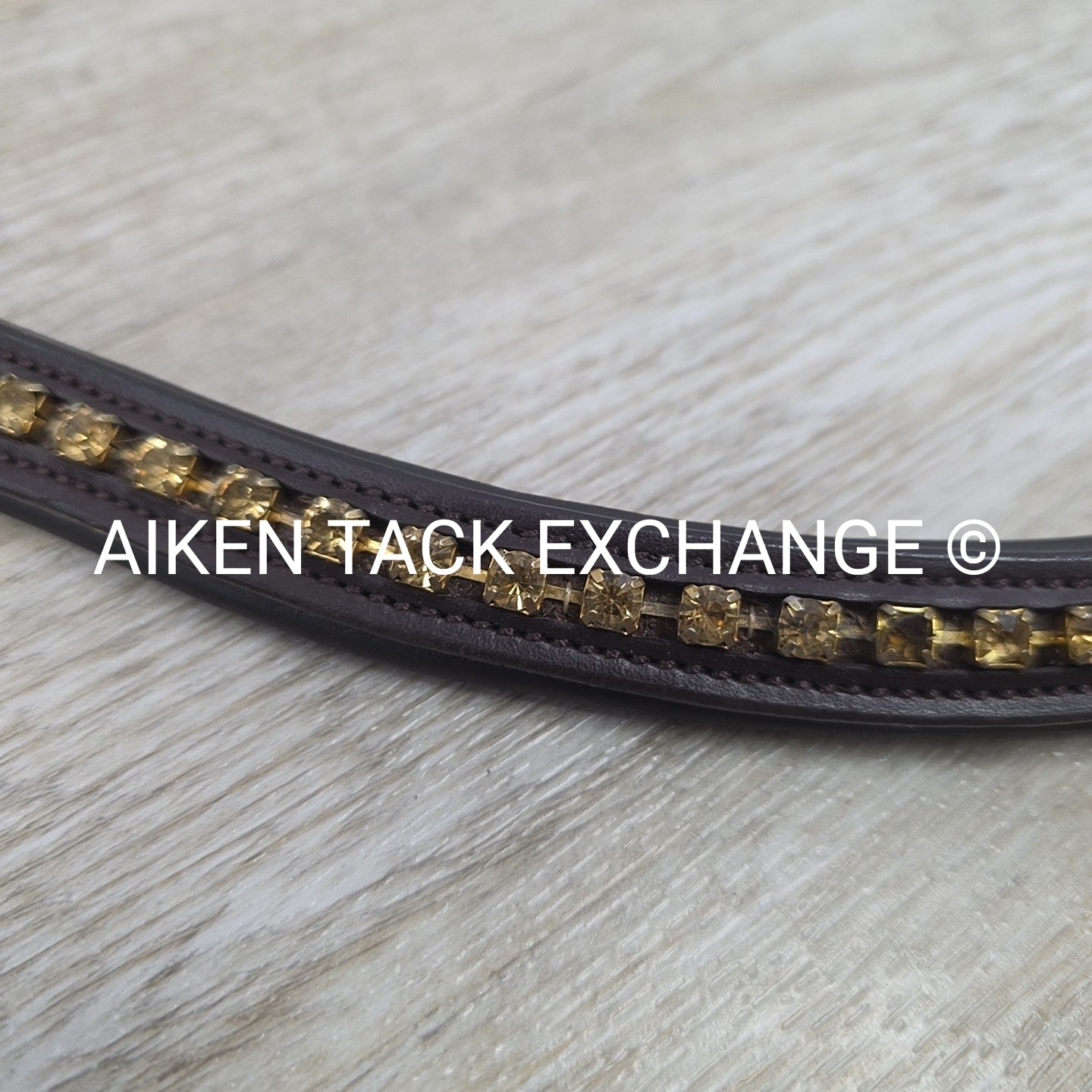 Excelle Padded Bling Browband, Brown, Size Cob