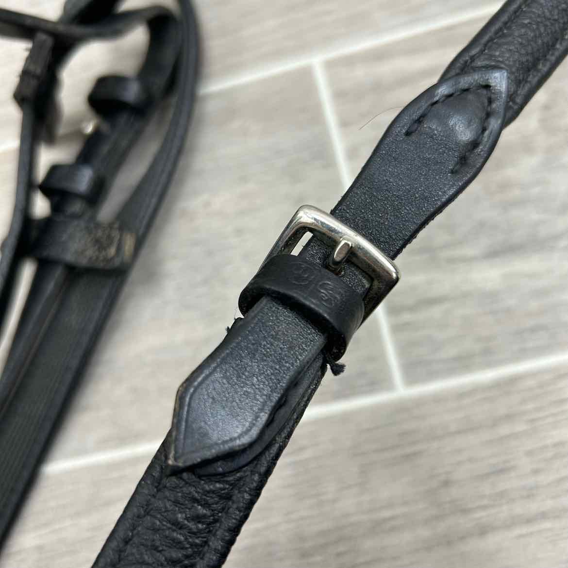 Stubben NT Leather Reins with Extra Grip Rubber Lining, Black, 55"