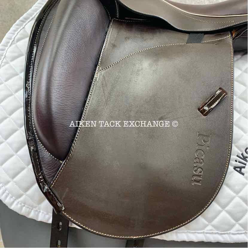 2022 MaxFlex Picasu Monoflap Dressage Saddle, 18" Seat, Flex Tree - Wide Fit, Wool Flocked Pony Panels