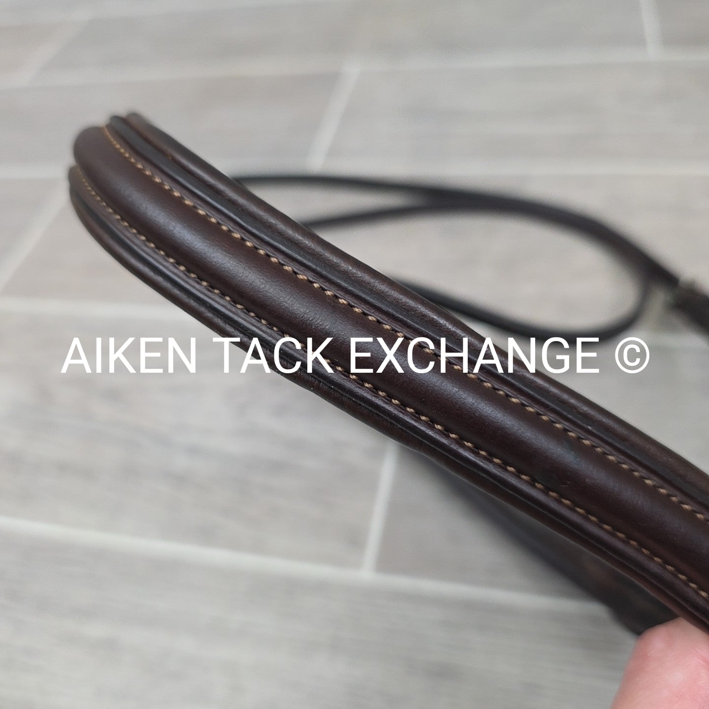 Plain Raised Noseband with Matching Browband, Brown, Size Full