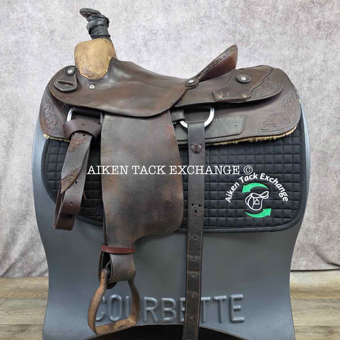 Roping Western Saddle, 15" Seat, Wide Tree - Full QH Bars, Weighs Approximately 49 lbs