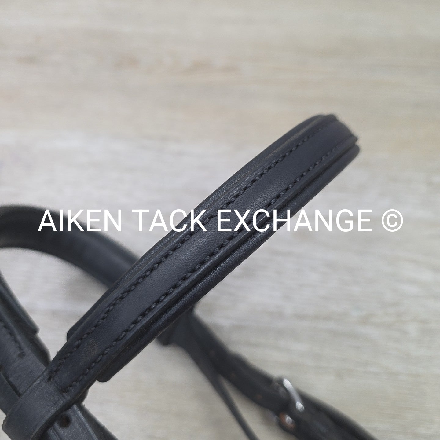 Plain Monocrown Bridle with Red Barn Calf Lined Dressage Reins, Black, Size Full