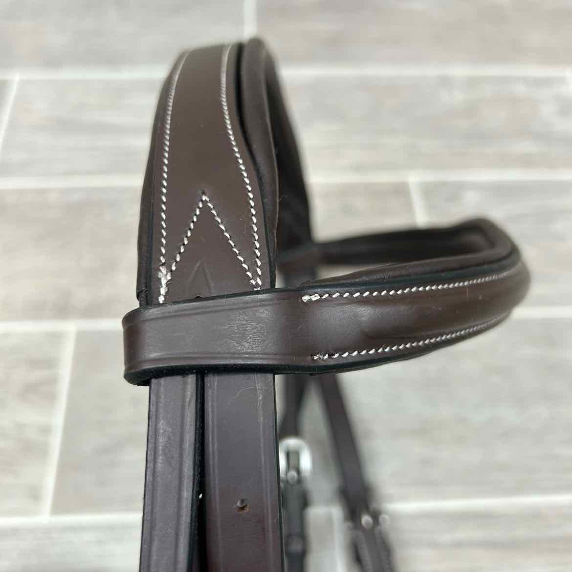 ExionPro Fancy Stitched Padded Bridle, No Reins, Brown, Oversize