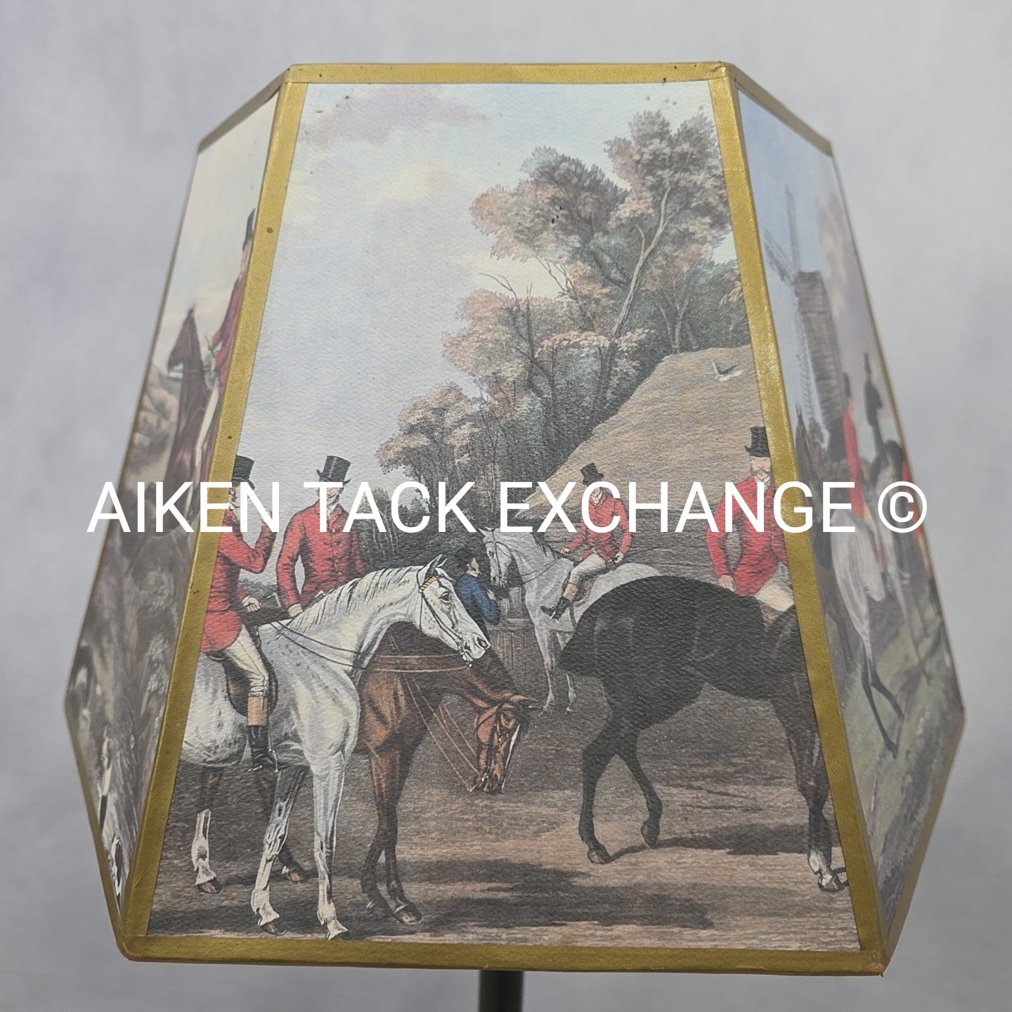Tall Lamp with Foxhunting Scene