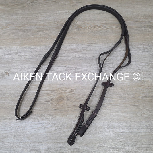 Penelope Elastic Rubber Grip Reins, Brown, 55"