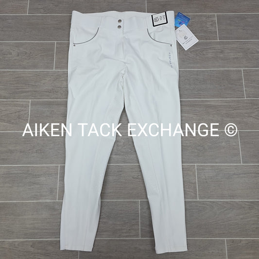 KL Select Gabrielle Full Seat Breeches, White/Grey, Women's Size 32R