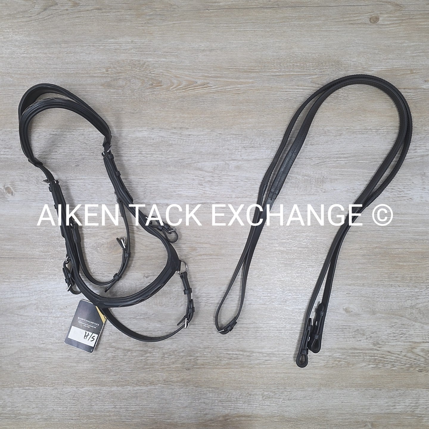 Bobby's English Tack Anatomic Bridle with Rubber Reins, Black, Size Full