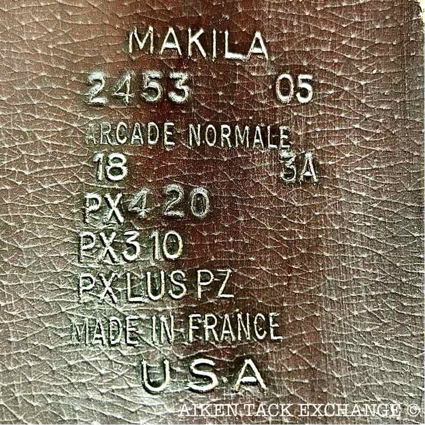 2005 Devoucoux Makila Monoflap Dressage Saddle, 18" Seat, 3A Flap, Medium/Medium Wide Tree, Foam Panels