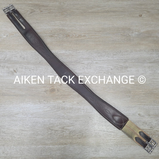 SmartPak Fancy Stitch Girth with Elastic on One Side, Brown, 48"