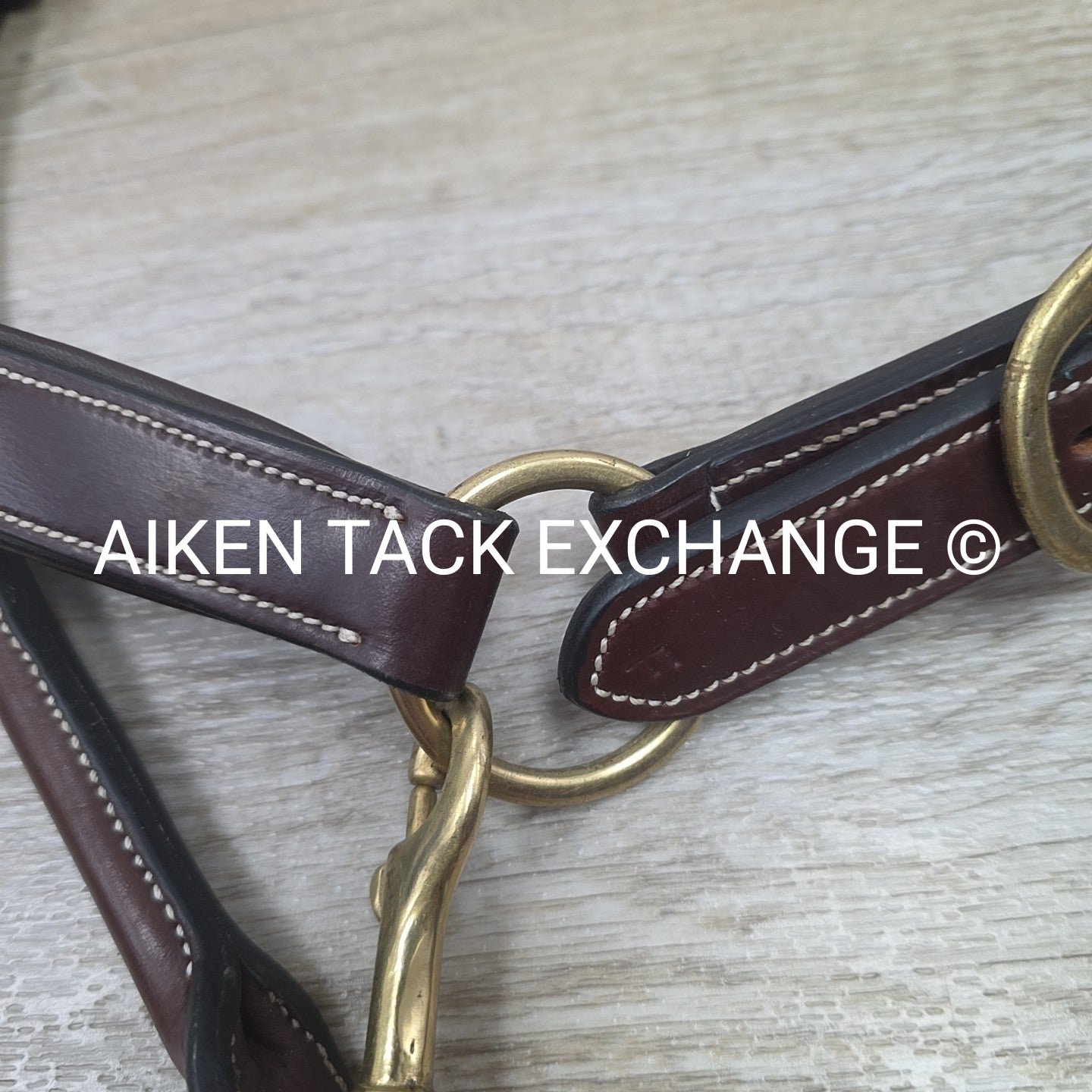 Padded Fancy Stitched Leather Halter, Brown, Size Full