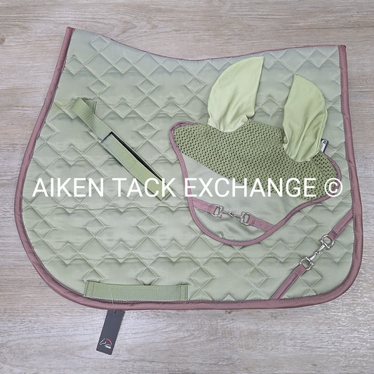 HKM Golden Bit All Purpose Saddle Pad & Ear Bonnet Set, Size Full