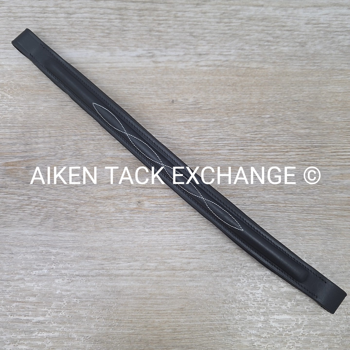 Padded Fancy Stitched Raised Browband, Black, Size 14.5