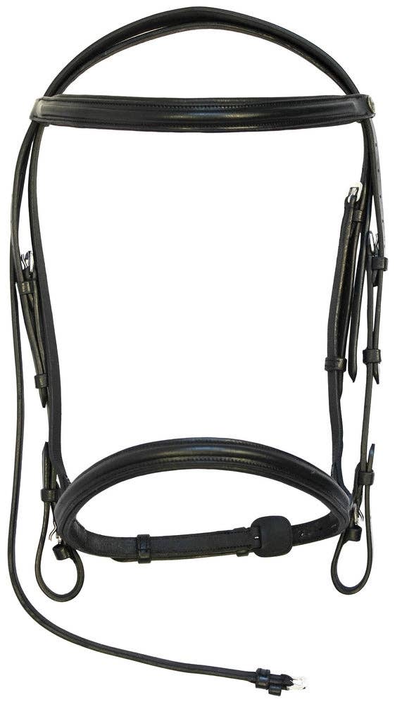 Henri de Rivel Pro Padded Dressage Bridle with Web Reins: Black/Black / Cob