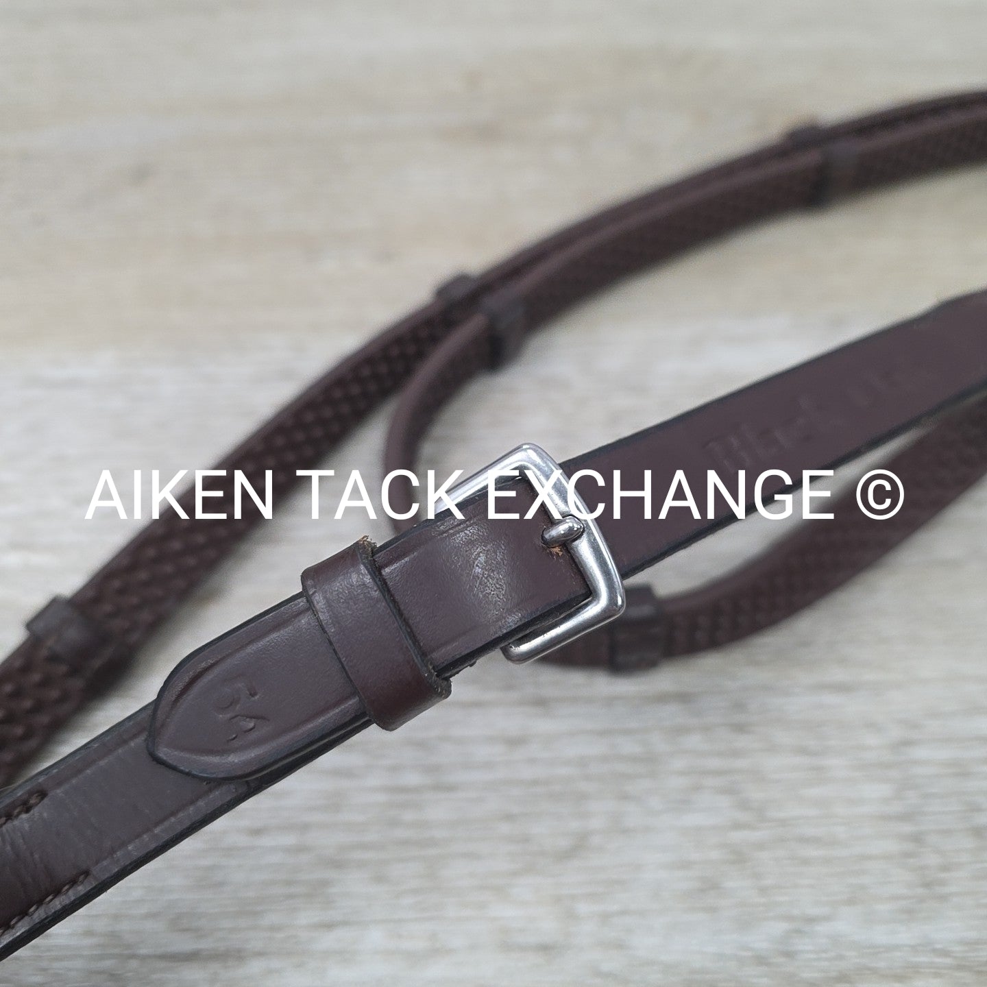 KL Select Black Oak Pebble Grip Reins with Hand Stops, Brown, 54"