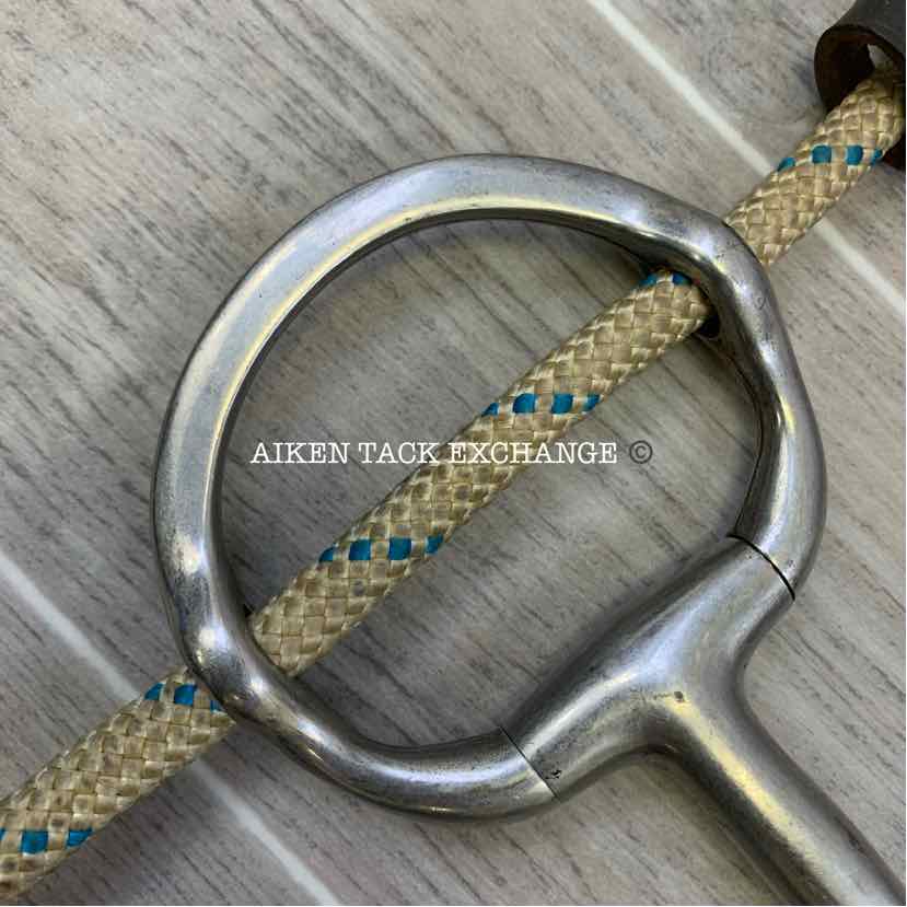 Single Joint Eggbutt Large Ring Polo Gag Bit w/ Rope Cheek Pieces 5.75"