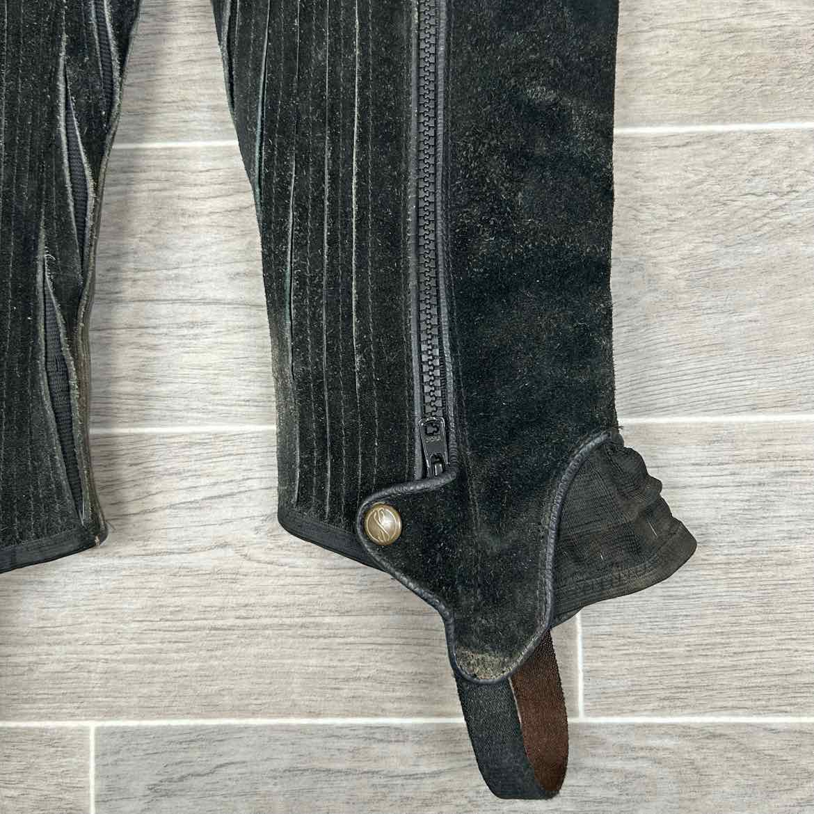 Tredstep Suede Half Chaps, Black, Size Calf 16 Height 17