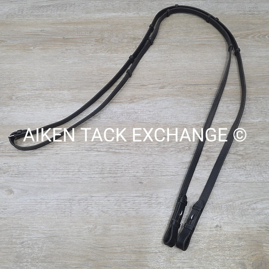 Leather Reins with Hand Stops, Black, Size Full