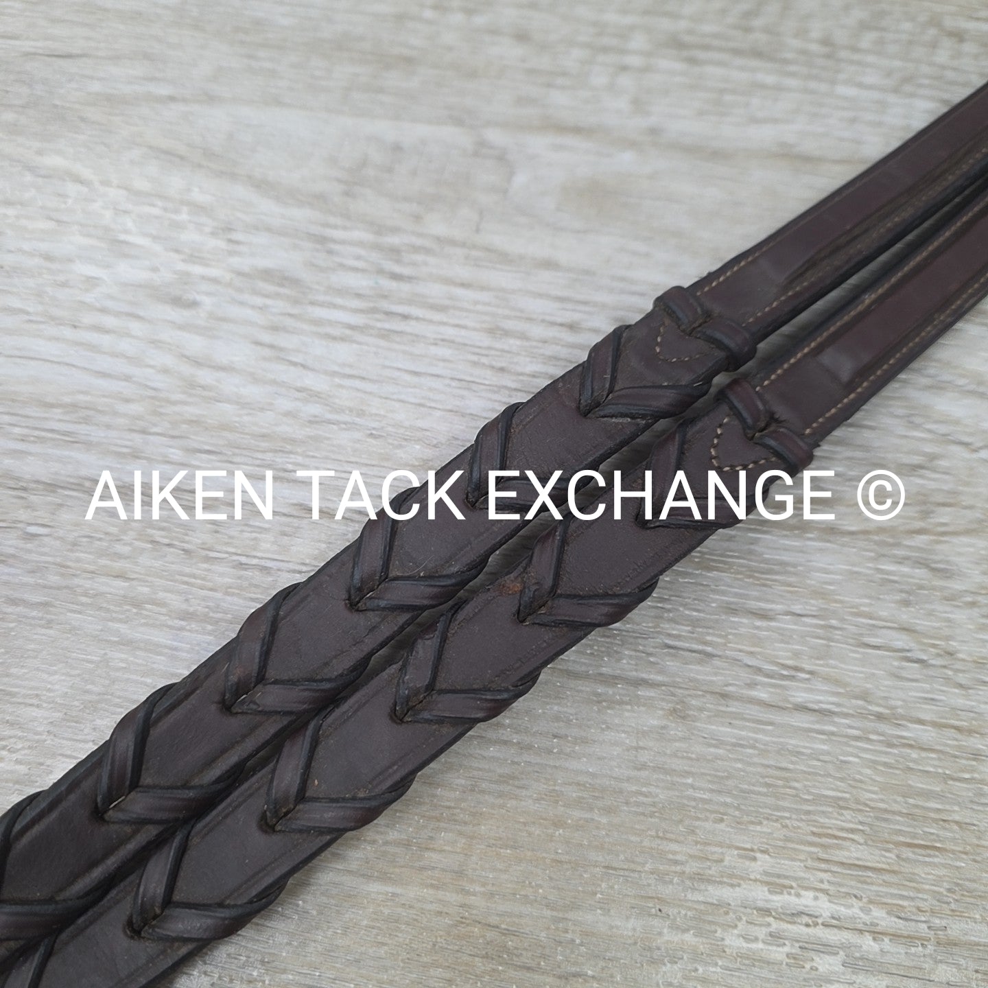 Dy'on Square Raised Fancy Stitched Laced Reins, Brown, 56"