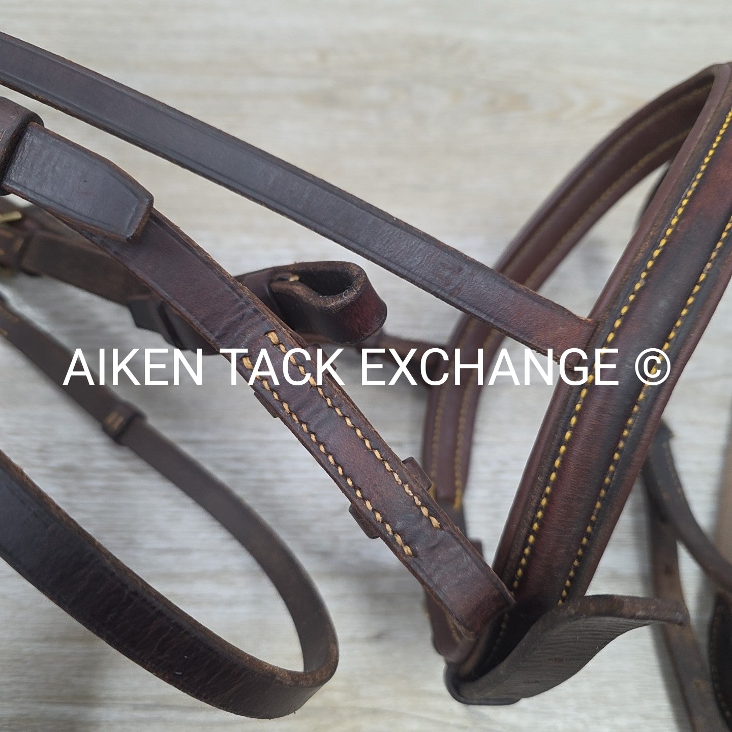 Stubben Plain Raised Flash Bridle with Matching Cotton Web Reins, Brown, Size Fu
