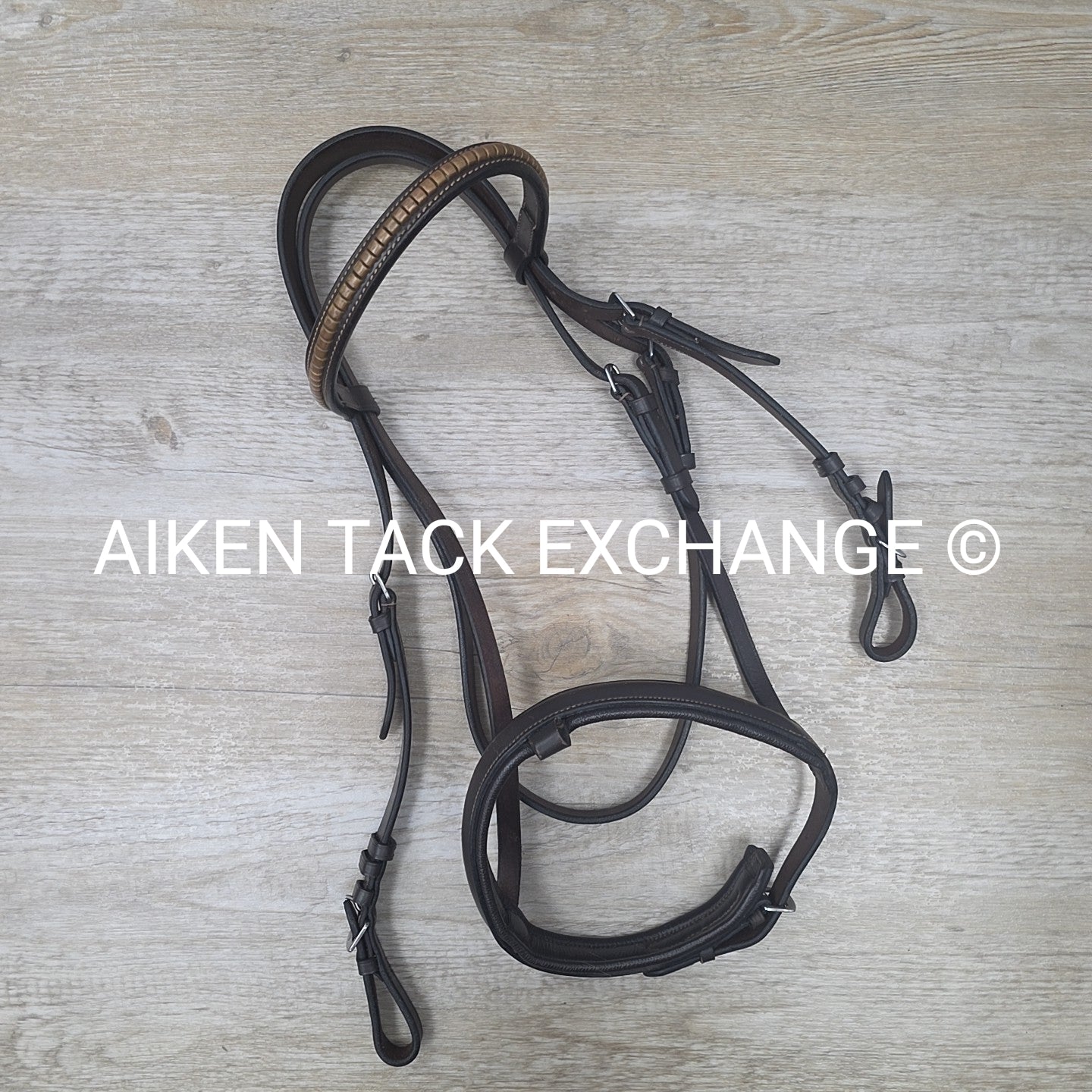 English Bridle with Clincher Noseband, No Flash Strap, No Reins, Brown, Size Cob