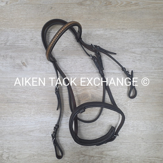 English Bridle with Clincher Noseband, No Flash Strap, No Reins, Brown, Size Cob