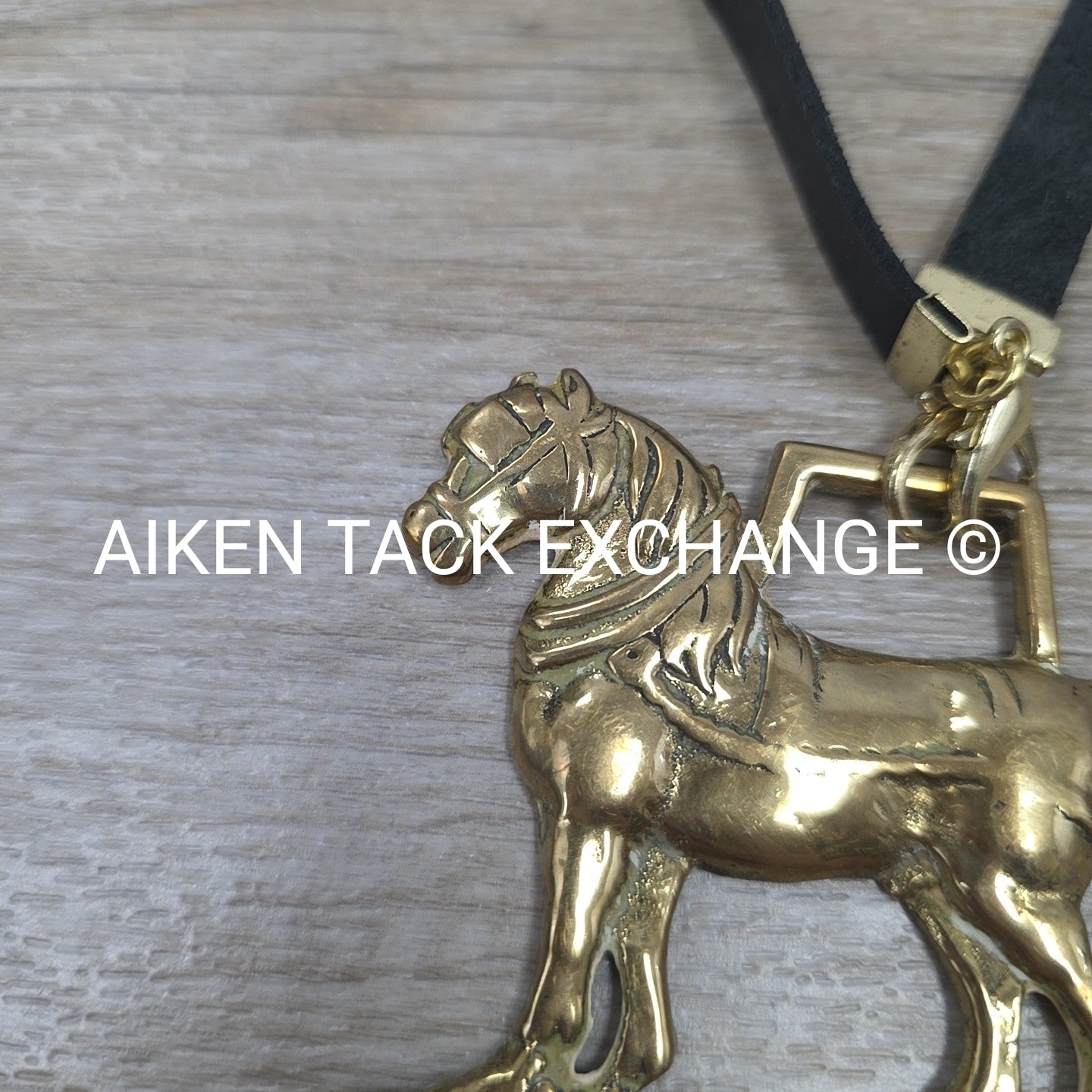 Leather Necklace w/ Brass Horse Pendant