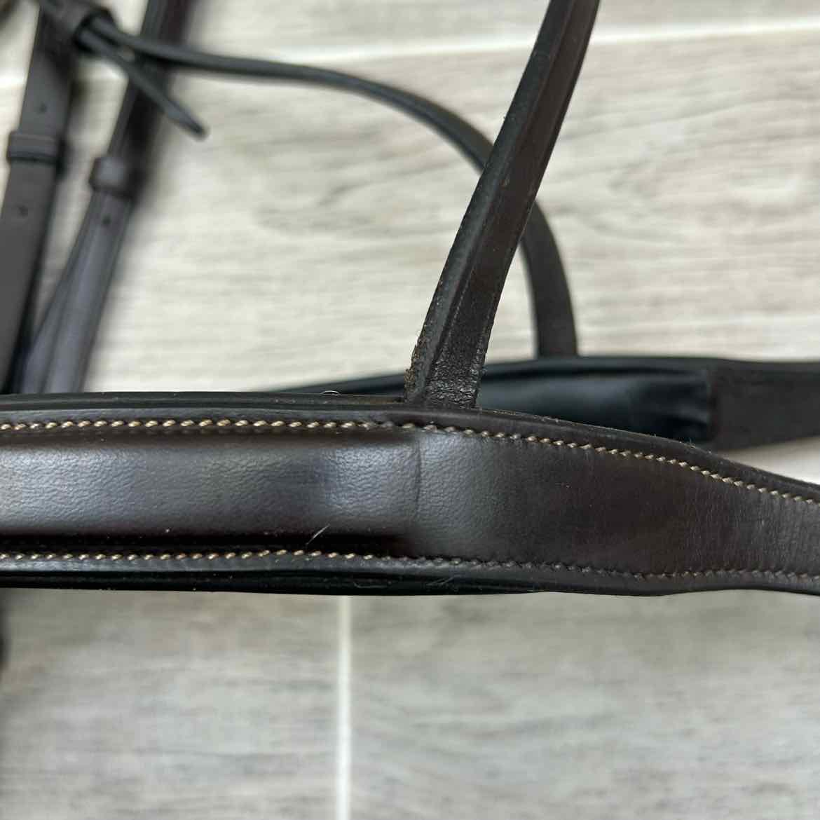 Padded Square Raised Fancy Stitch Monocrown Hunter Bridle, No Reins, Oversize