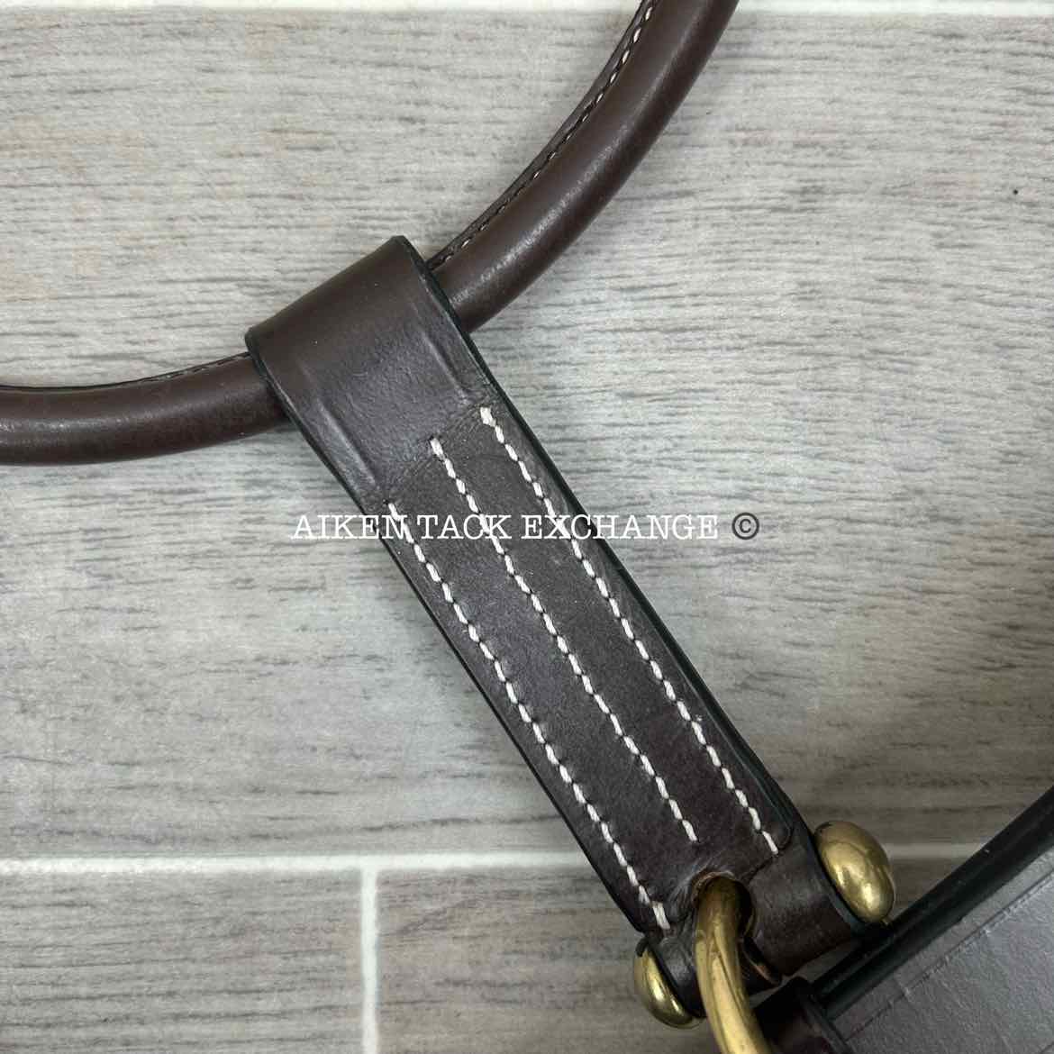 KL Select Black Oak Pine Leather Halter, Brown/Brass, Size Pony